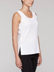 White Double Scoop Neck Tank