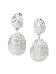 Hammered Two-Tier Drop Clip Earrings
