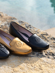 Taryn Rose Belissa Black Leather Smoking Slipper