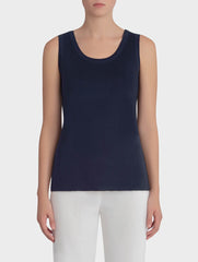 Navy Double Scoop Neck Tank