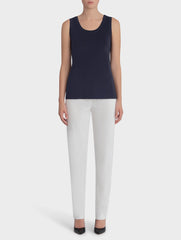 Navy Double Scoop Neck Tank
