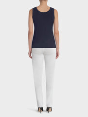 Navy Double Scoop Neck Tank