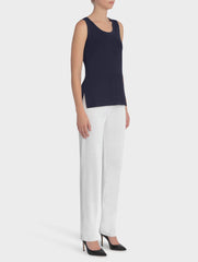 Navy Double Scoop Neck Tank