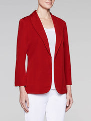 Red Shawl Collar Fitted Jacket