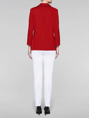 Red Shawl Collar Fitted Jacket