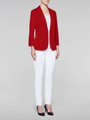 Red Shawl Collar Fitted Jacket
