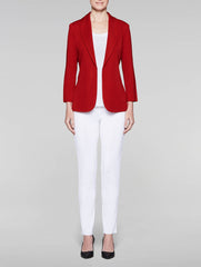 Red Shawl Collar Fitted Jacket