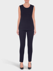 Petite Navy 27" Long Scoop Neck Tank