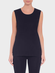 Navy 29" Long Scoop Neck Tank