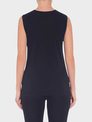 Navy 29" Long Scoop Neck Tank