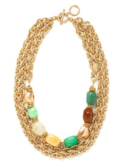 Triple Chain Stone Necklace