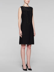 Black Textured Sheath Dress