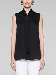 Black Tie-Neck Blouse