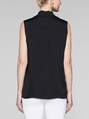 Black Tie-Neck Blouse