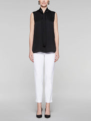 Black Tie-Neck Blouse