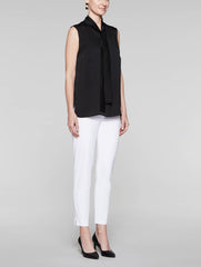 Black Tie-Neck Blouse