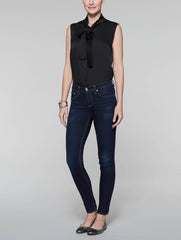 Black Tie-Neck Blouse