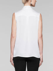 White Tie-Neck Blouse