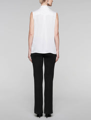 White Tie-Neck Blouse