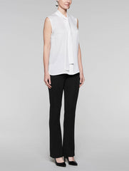 White Tie-Neck Blouse