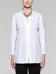 White Topstitch Cotton Blouse