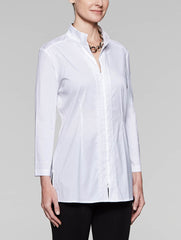 White Topstitch Cotton Blouse