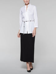 White Topstitch Cotton Blouse