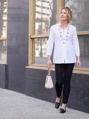 White Topstitch Cotton Blouse