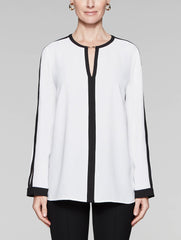 White/Black Contrast Trim Blouse