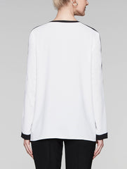 White/Black Contrast Trim Blouse