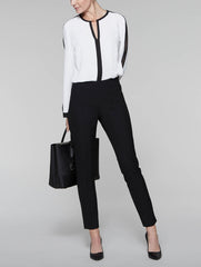 White/Black Contrast Trim Blouse