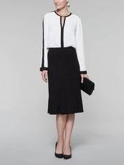 White/Black Contrast Trim Blouse