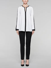 White/Black Contrast Trim Blouse