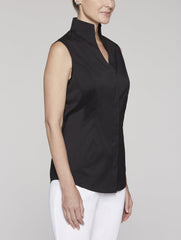 Black Stretch Cotton Sleeveless Blouse