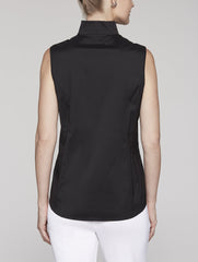Black Stretch Cotton Sleeveless Blouse