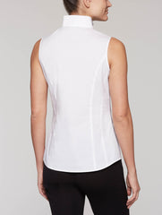 White Stretch Cotton Sleeveless Blouse