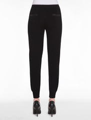 Black Leather and Knit Jogger Pant
