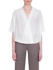 White Silk Wrap Blouse
