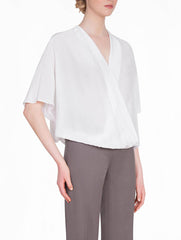 White Silk Wrap Blouse