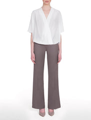 White Silk Wrap Blouse