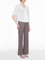 White Silk Wrap Blouse