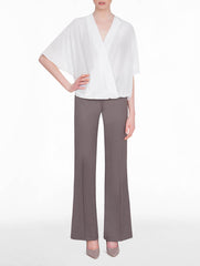 White Silk Wrap Blouse