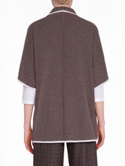 Latte Cashmere Jacket with Contrast Trim