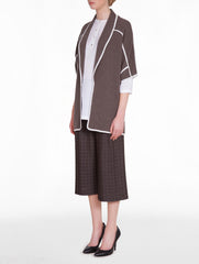 Latte Cashmere Jacket with Contrast Trim