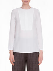 White Silk Blouse with Buttons