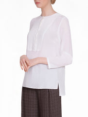 White Silk Blouse with Buttons