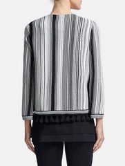 Striped Tassel Trim Jacket