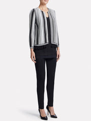 Striped Tassel Trim Jacket