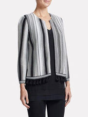 Striped Tassel Trim Jacket