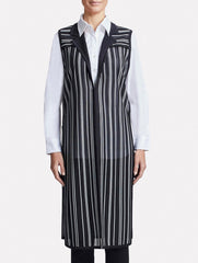 Sheer Stripe Long Vest